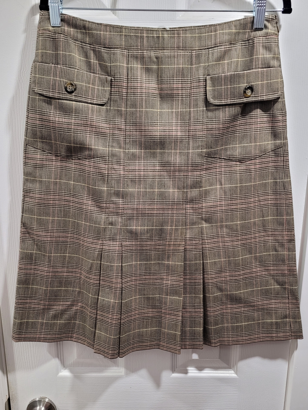 Weekend Max Mara Brown Plaid Pleated Midi Skirt Size 10
